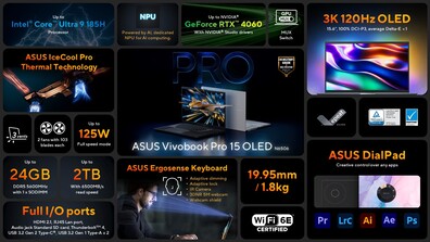 Asus VivoBook Pro 15 OLED - Características. (Fonte: Asus)