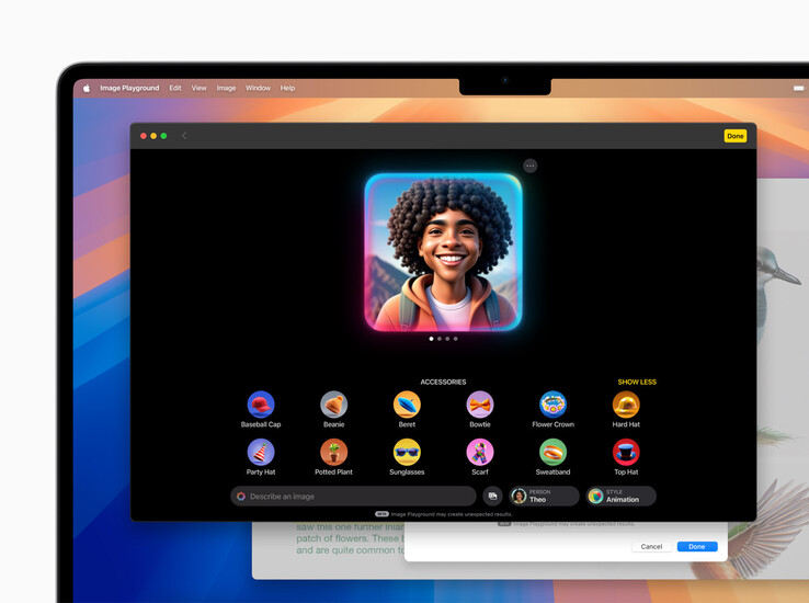 Apple afirma que o Image Playground permite que as pessoas criem "imagens divertidas e exclusivas" a partir de uma série de conceitos. (Fonte da imagem: Apple)