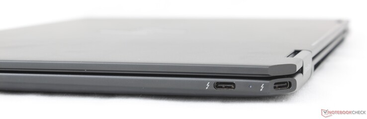 Direita: 2x USB-C (40 Gbps) com Thunderbolt 4 + Power Delivery + DisplayPort 2.1