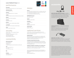 Lenovo ThinkPad X13 Yoga Gen 2 - Especificações. (Fonte: Lenovo)