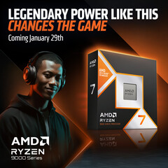 Um pôster promocional do AMD Ryzen 7 9850X3D (fonte da imagem: AMD)