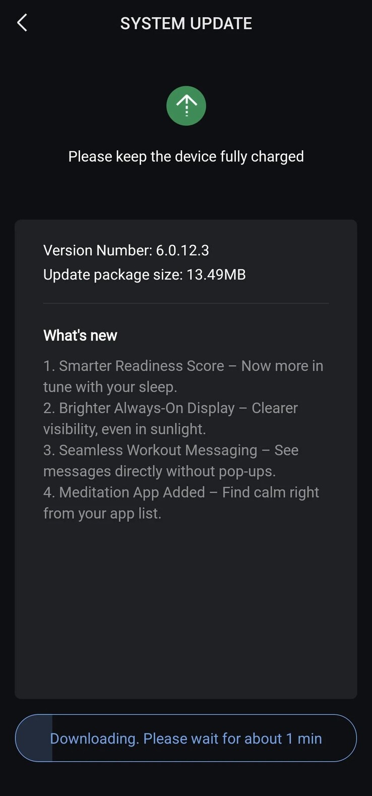 As notas de lançamento da versão 6.0.12.3 do software para o smartwatch Amazfit Active 2. (Fonte da imagem: u/sidneylopsides via Reddit)