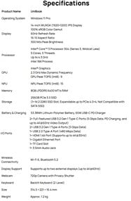 Especificações completas do notebook