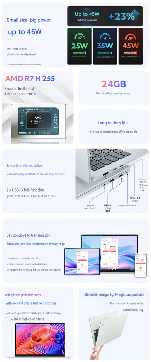 Principais destaques do laptop (tradução automática)