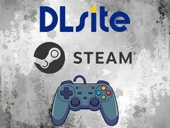 Logotipos do DLsite e do Steam acima do controle (Fonte da imagem: DLsite, Steam com edições)