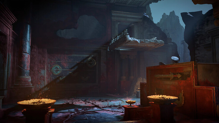 Imagem do jogo multiplayer cancelado God of War mostrando a cor avermelhada. (Fonte da imagem: MP1st)