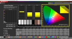 CalMAN ColorChecker (perfil: P3, espaço de cor alvo: P3)