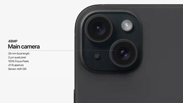 Apple atualizou as especificações da câmera principal do iPhone 15 e 15 Plus. (Fonte da imagem: Apple)