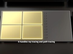 Renderização artística de Radiance Cores dedicados para path tracing e ray tracing. (Fonte da imagem: AMD no YouTube)