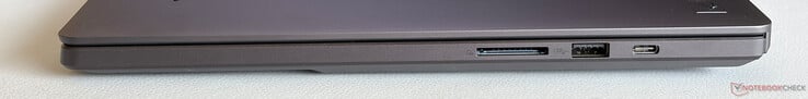Correto: Leitor de cartão SD (UHS-II), USB-A 3.2 Gen. 2 (10 Gbps), USB-C 3.2 Gen. 2 (10 Gbps, DisplayPort, Power Delivery)