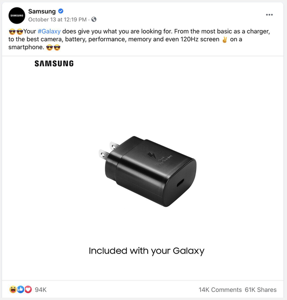 Agora vemos porque a Samsung apagou rapidamente este post no Facebook. (Fonte da imagem: Facebook)