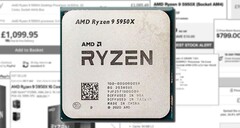 A AMD Ryzen 9 5950X tem estado sujeita a algum preço implacável por parte de certos varejistas. (Fonte de imagem: AMD/variada - editada)