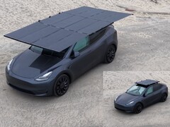 Dartsolar protótipos de 2.000 watts, rack de teto de carregamento solar dobrável para EVs. (Fonte da imagem: Dartsolar)