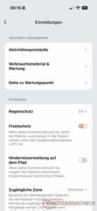 Menu com configurações