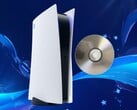 Console PS5 exibido com um disco físico de jogo