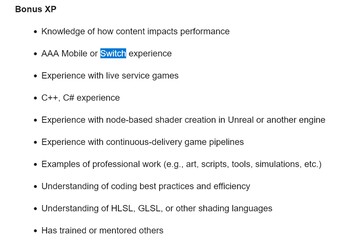 Anúncio de emprego de Call of Duty da Sledgehammer Games com referência ao Switch (Fonte da imagem: captura de tela, Activision Careers)