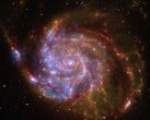 Uma imagem mostrando uma galáxia espiral.