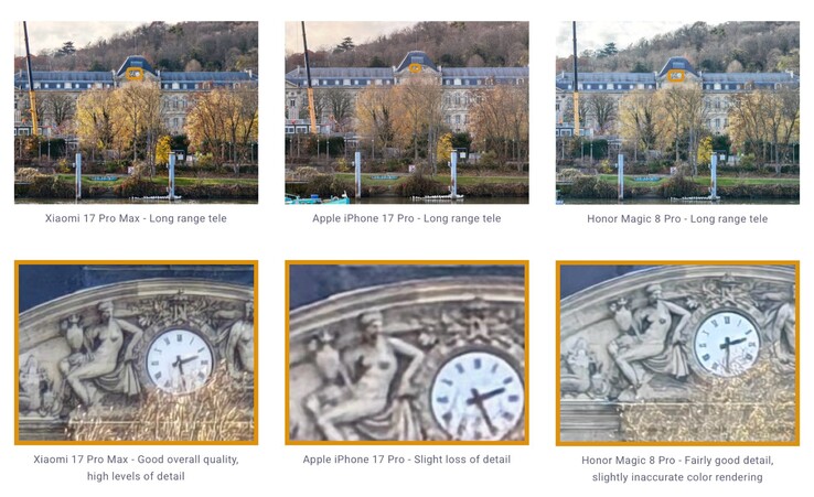 A câmera telefoto captura fotos comparativamente mais detalhadas.