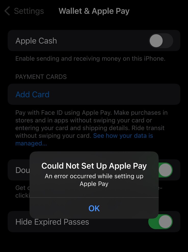 Apple O Pay apresenta um erro depois que o iPhone 15 Pro é carregado sem fio no carregador da BMW. (Fonte da imagem: MacRumors)