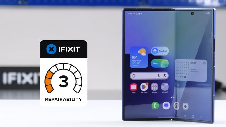 O Samsung Galaxy Z Fold 7 recebeu apenas uma classificação de 3 de 10 para reparabilidade da iFixit.