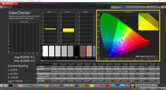 CalMAN ColorChecker (perfil: Vivid, espaço de cor alvo: P3)