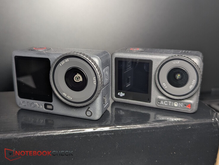 DJI Osmo Action 6 esquerda vs. Action 4 direita