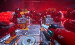 Captura de tela do Astrometica Steam mostrando um prédio coberto de gosma vermelha