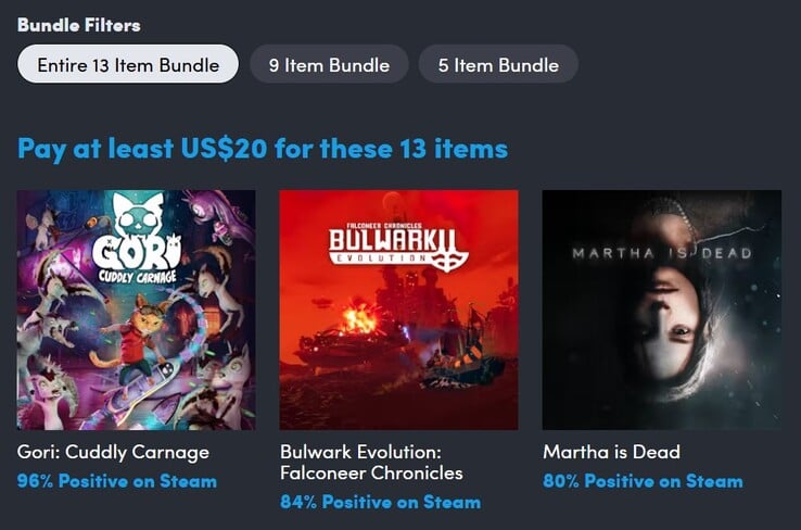 Imagem decorativa. Pagando US$ 20, o senhor recebe todos os 13 jogos (Fonte da imagem: Humble Bundle)