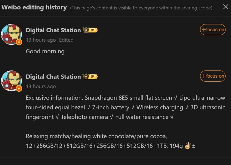 O novo relatório da Digital Chat Station (Fonte da imagem: Weibo - tradução automática)
