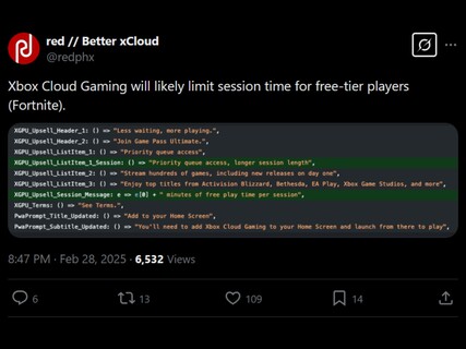 Vazamento do Fortnite Better xCloud (Fonte da imagem: conta Better xCloud X)