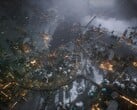 Uma imagem mostrando uma cidade em Frostpunk 2, agora com 50% de desconto no Steam.