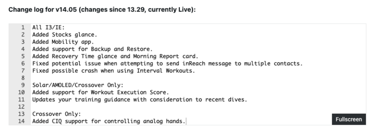 As notas de lançamento da versão beta 14.05 da série Garmin Instinct 3
