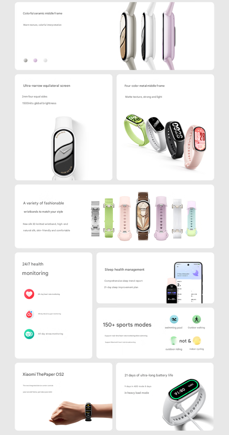 Principais destaques da Xiaomi Smart Band 10 (Fonte da imagem: Xiaomi - tradução automática)
