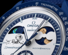 O novo relógio Mission to Earthphase - Moonshine Gold (na foto) tem um indicador de fase da lua no submostrador das 2 horas e um indicador de fase da terra às 10 horas. (Fonte da imagem: Swatch)