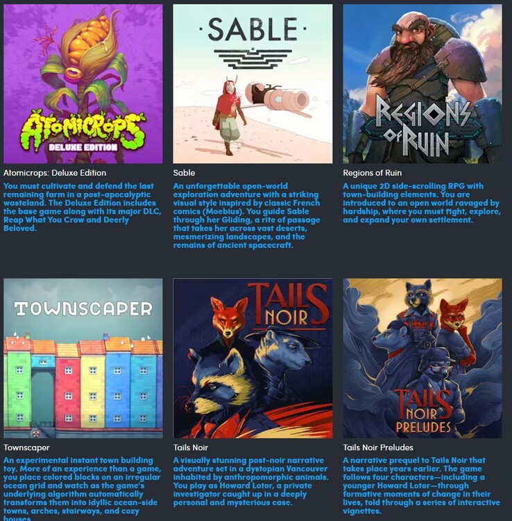 Os seis jogos adicionais no nível de US$ 7 (Fonte da imagem: Humble Bundle)