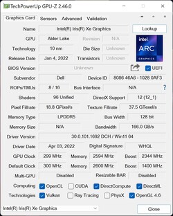 GPU-Z Iris Xe Graphics G7