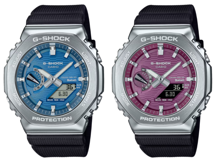 Os relógios Casio G-Shock GBM-2100A-2B (esquerda) e GBM-2100A-4B (direita). (Fonte da imagem: Casio)