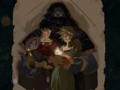 Na foto: Uma pintura incompleta que Melinoë guarda de sua família (Fonte da imagem: Supergiant Games)