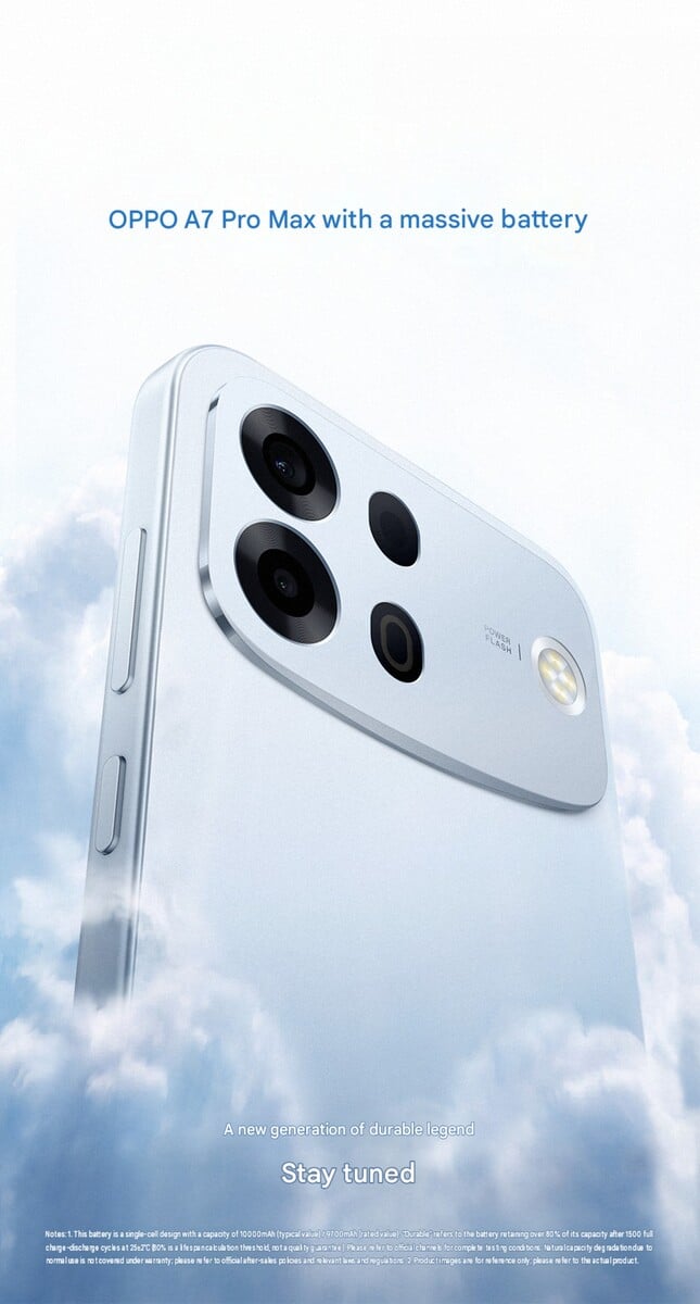 O Oppo A7 Pro Max será lançado em breve com uma bateria de 10.000 mAh