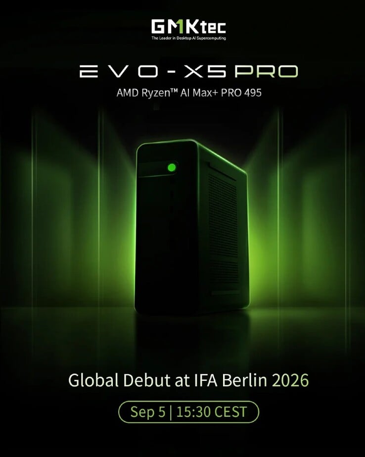 A GMKtec revelou que o mini-PC Evo X5 Pro será apresentado na IFA 2026.