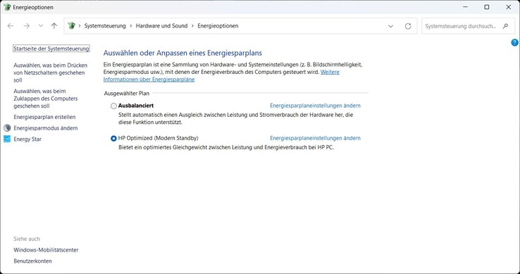 HP Optimized nas opções de energia do Windows