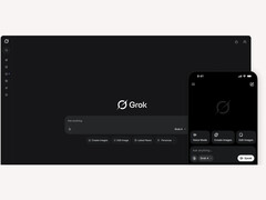 Uma imagem promocional do Grok da xAI que mostra a interface do chatbot no desktop e no celular. (Fonte da imagem: xAI)