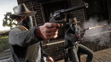 Uma imagem mostrando Arthur Morgan e Lenny Summers em Red Dead Redemption 2.