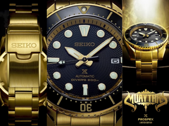 O relógio Seiko Prospex Muay Thai de edição limitada (na foto) é revestido em tons de dourado e preto. (Fonte da imagem: @seiko_thailand no Instagram - editado)