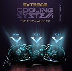 3x ventiladores de 102 mm para o KFA2 GeForce RTX 4090 SG