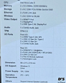 Folha de especificações