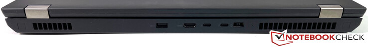 Atrás: USB-A 3.2 Gen1, HDMI 2.0, 2x Thunderbolt 3 (USB-C 3.2 Gen2), potência (ponta fina)