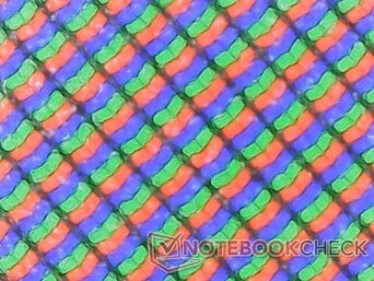 Subpixels RGB sob um painel fosco