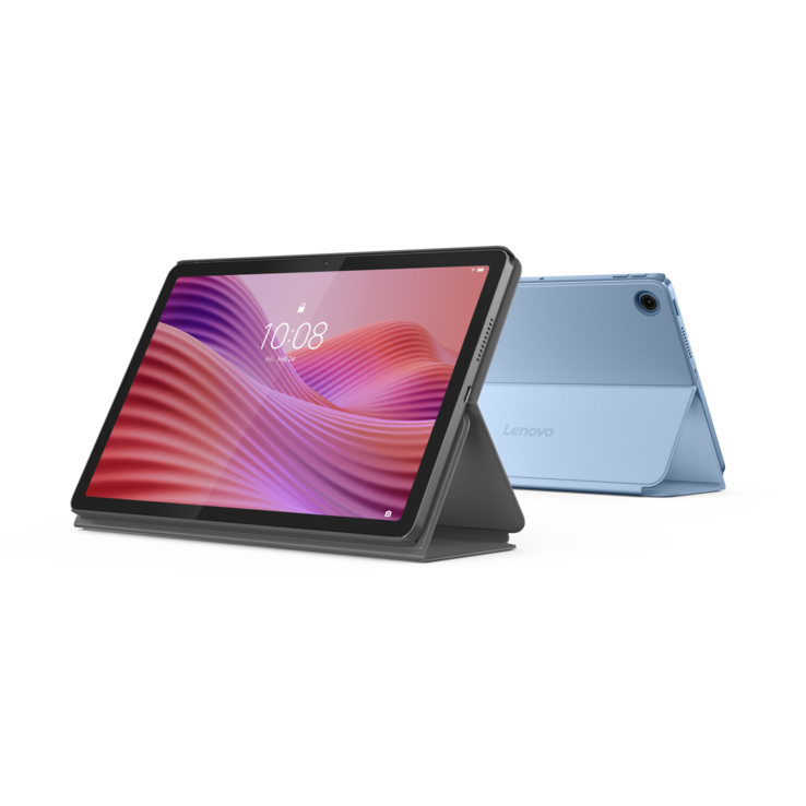 Lenovo Tab nas cores Luna Grey e Polar Blue com capa