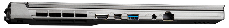 Lado esquerdo: HDMI, Mini DisplayPort, USB 3.2 Gen 1 (Tipo A), áudio combinado, Gigabit Ethernet